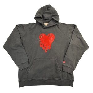 Emotionally Unavailable Melting Heart Ecocycle Hoodie Washed Black XL Cotton